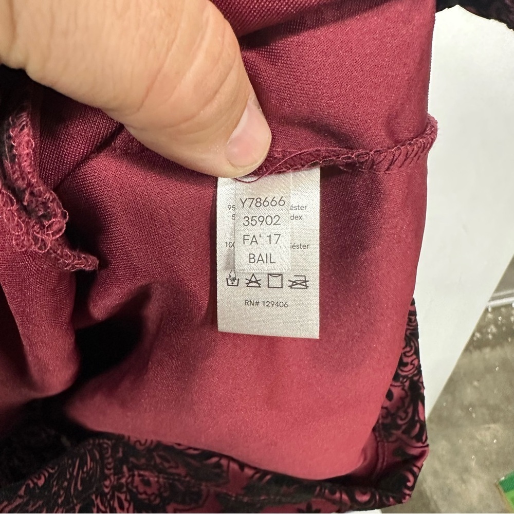 VENUS Burgundy Flocked Velvet Off-Shoulder Dress Size 14 - Picture 5 of 7